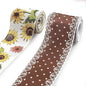 2 Rolls 10 Yard Thanksgiving Fall Wired Ribbon for Crafts Wreath Bow Making Sunflower Dot Ribbon Autumn Harvest Burlap Ribbon for Wrapping Thanksgiving Party Home Decoration 2.5''