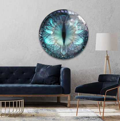 My Photostation.com 27.5''(70cm) Diameter Mystical Dragon Eye Round Glass Wall Art Tempered Glass Printing Wall Decor Large Wall Art Wall Hangings