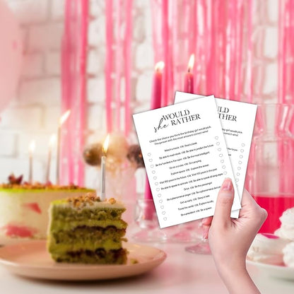Birthday Party Games, Would She Rather, 25 Pcs Card Set for Guests, Fun Birthday Game for Teen Adults – A04