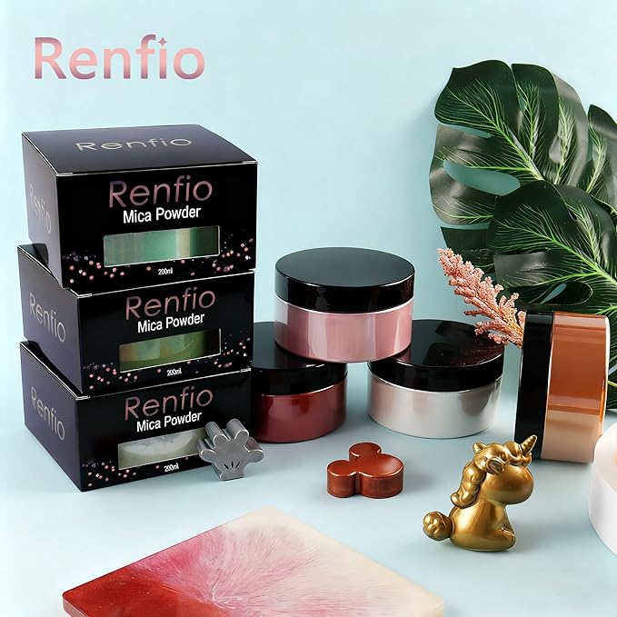 Renfio 100g Mica Powder Pigment, Metallic Natural Dye Mineral Pearl Shimmer Epoxy Resin Dye for Painting Soap Making Slime Bath Bombs 3.5 Oz - Bright Orange
