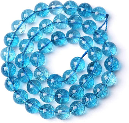 8mm 46pcs Blue Topaz Crystal Quartz Natural Stone Round Loose Beads for Jewelry Making DIY Bracelet Necklace Earrings