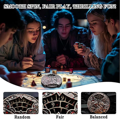 DND Dice Set Roulette: Fidget D4 D6 D8 D10 D10% D12 D20 All in One Metal D&D Spinner Dice - Cool Role Playing Dice Gifts for Dungeons and Dragons TRPG MTG Games Lover Players (Bloodstained)
