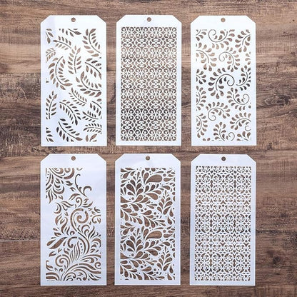 DIY Decorative Stencil Template for Scrapbooking Painting on Wall Furniture Crafts,Set of 6 (Seamless Leaf)