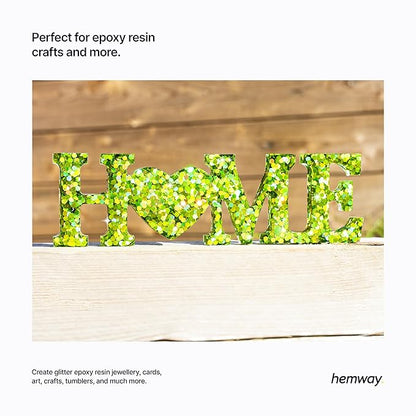 Hemway Glitter for Resin 100g Lime Green Holographic Metallic Crystals for Epoxy Craft Super Chunky Flakes Tumblers Wax Melt