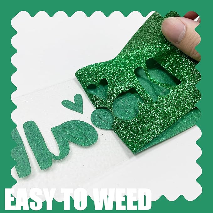 Christmas Green Glitter HTV Heat Transfer Vinyl, 12" x 5ft lron on Vinyl, for T-Shirt Ironing, Vinyl HTV Easy to Cut and Weed, The Best Choice for DIY Creativity. (Greener, 12" x5ft)