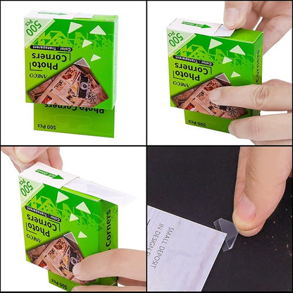 Aneco Transparent Photo Corners Clear Picture Mounting Corner Stickers for DIY Album, Scrapbook, Journal, 500 Pieces/Pack