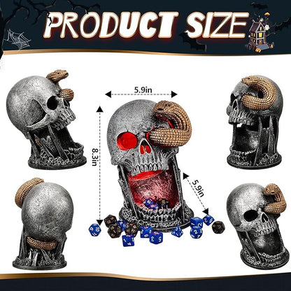 Dice Tower Skull Dice Tower Dice Roller with LED Light Dice Skull for Tabletop Roleplaying Game, Included Button Battery