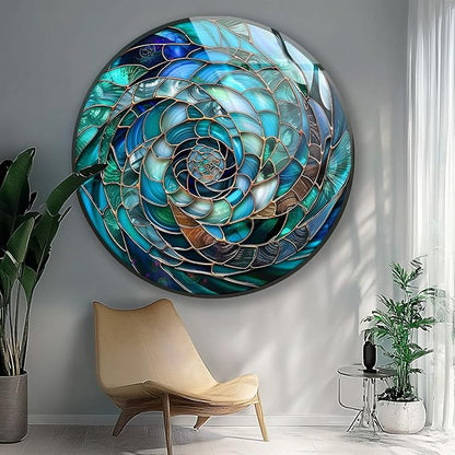 My Photostation.com 24''(60cm) Diameter Ocean Vortex Spiral Round Glass Wall Art Tempered Glass Printing Wall Decor Large Wall Art Wall Hangings