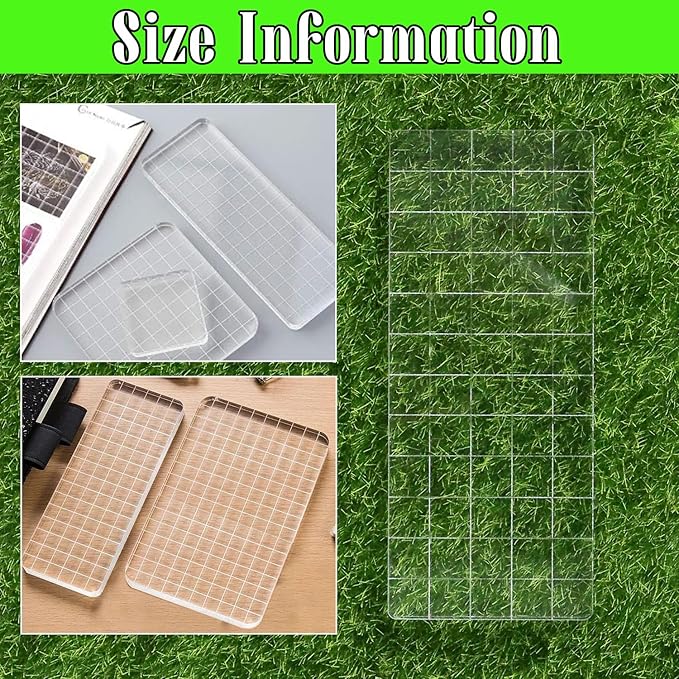 Clear Acrylic Stamp Blocks, 1.57" * 4.92" Acrylic Stamping Blocks Tools Clear Stamps with Grid Lines for Photography Props Scrapbooking Crafts Card Making