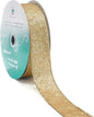 CT CRAFT LLC Glitter Wired Ribbon 1.5" x 20 Yards Light Gold for Christmas Home Decor Bow Gift Wrapping DIY Crafts Wreath