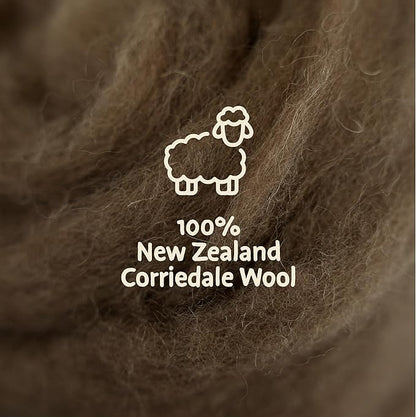 Woolbuddy Needle Felting Wool – 8oz Chunky Wool Roving in Brown, Felting Wool for Needle Felting Kit, Wet & Dry Felting Projects