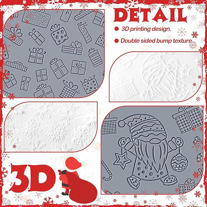 12 Pcs Christmas Polymer Clay Texture Sheets - Cute Texture Mat for Embossing, DIY Tools for Snowman Elf Clay Earring Jewelry Making