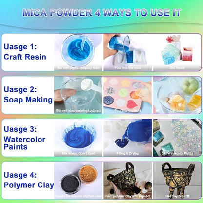 Matio Pearl White Mica Powder for Epoxy Resin, 1.8oz/ 50g Pearlescent Effect Mica Powder Natural Color Pigment for Soap Making, Bath Bomb, Candle Dye, Resin Craft,Paint,Nails Art,Jewelry,Slime Pigment