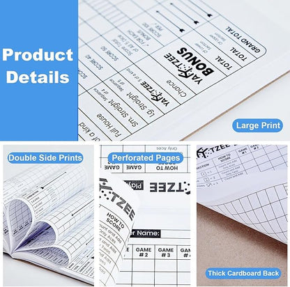 PlayDice Perforated Yahtzee Score Pads: 120 Easy Tear Off Score Sheets, Large Print, Compatible with Yardzee and Yahtzee Games (6x9-120 Pages)
