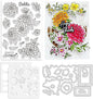 ORIGACH Realistic Dahlia Layering Stencils Set for Card Making, Dahlia Silicone Stamps and Die Sets and Flower Stencil Template for Scrapbooking DIY Crafting