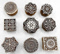 Handcarved Wooden Block Printing Stamps (Set of 9) for Textile Designing/Craft Printing Pattern for Saree/Scrapbookng/Tattoo