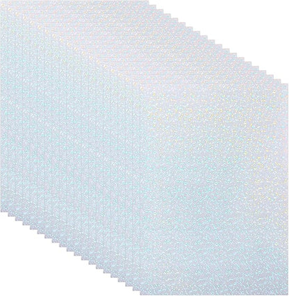 PATIKIL 8.3x5.8" Holographic Sticker Paper, 20Sheets A5 Polypropylene Self-Adhesive Transparent Waterproof Laminate Overlay Film for Photo Cards Scrapbook Decorations, Little Circle