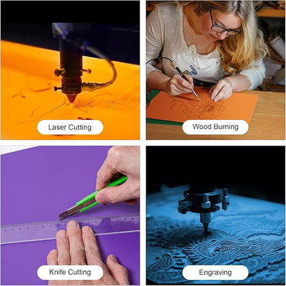 ROBOTIME 7-Pack Double-Sided Colored Basswood Sheets 1/8" - 12 x 12 x 1/8 Inch - Roller-Coated Solid Color 3mm Craft Wood Boards for Laser Cutting, Engraving & Wood Burning - Yellow