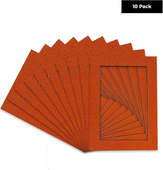 Pack of TEN 8x10 Mats Bevel Cut for 6x8 Photos - Acid Free Basketball Texture Precut Matboards For Pictures, Photos, Framing - 4-ply Thickness