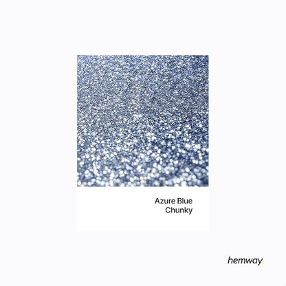 Hemway Polyurethane & Epoxy Resin Glitter 100g / 3.5oz Metallic Crystal Flake Additive for Flooring Jewelry Tumblers Glass Pigment - Chunky (1/40" 0.025" 0.6mm) - Azure Blue