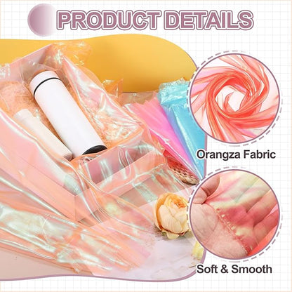 MECCANIXITY Iridescent Sheer Organza Fabric, 2 Yards x 59 Inches Solid Laser Holographic Shiny Fabric Organza Cloth for Wedding, Curtains, Costume, Photo Background, Red