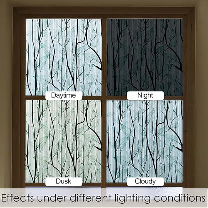 DKTIE Nature Pattern Rainbow Window Film Decorative Stained Glass Window Film Static Cling Films Easy Apply Removable Comes with Tools (U1747-Reeded Glass, 17.7" x 78.7")