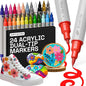ARTISTRO 24 Dual Tip Brush + Fine Acrylic Paint Markers - Easy for All Ages & Levels Paint Pens for Fabric, Rock, Glass, DIY - Halloween Pumpkin Painting Kit, Art Supplies, Christmas Gift