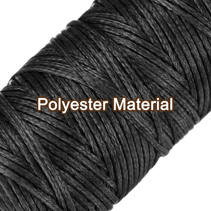 uxcell Leather Sewing Waxed Thread, 55 Yards / 50m 0.8mm 150D Flat Polyester All-Purpose Threads for Leather Crafts, Bookbinding, Black
