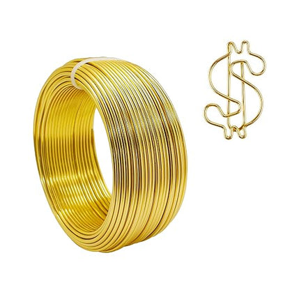 12 Gauge Aluminum Craft Wire, 2mm×30Yards Bendable Metal Craft Wire for Bonsai Plant Stand, Doll Skeletons, Wire Sculpture, Jewelry Making and Home Decorations (Golden)