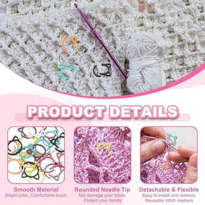 uxcell 50pcs Stitch Markers, Spiral Stitch Markers Crochet Needle Clip Counter Knit Ring Crochet Locking Sewing Accessories for DIY Handcraft Knitting and Crocheting, Red