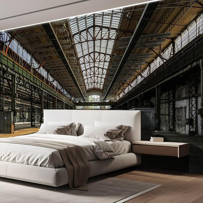 wall26 Wall Sticker/Wall Mural Industrial Interior of an Old Factory Building, Not Peel and Stick, Non-Woven Wallpaper Decorative for Bedroom, Living Room, Office - 99x96 inches