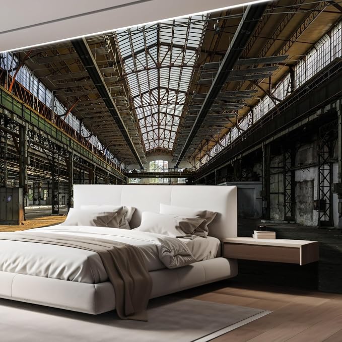 wall26 Wall Sticker/Wall Mural Industrial Interior of an Old Factory Building, Not Peel and Stick, Non-Woven Wallpaper Decorative for Bedroom, Living Room, Office - 120x144 inches