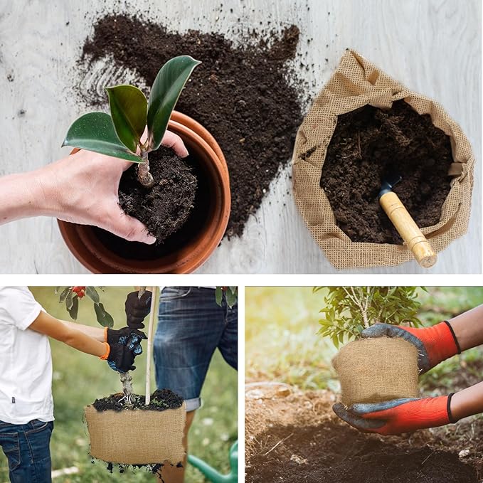 Buryeah Burlap Fabrics Roll Natural Jute Burlap Tree Wraps Protector Winter Frost Plant Blankets Cloth Weed Barrier Fabric Garden Plants for Winter Outdoor Trees Shrubs Party (60 Inch X 200 ft)
