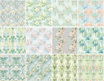 Vintage Green Floral Scrapbook Paper Pad Color Patterned Paper 6×6,24 Sheets Single-Sided Flower Scrapbooking CardStock Papers Pad for Holiday Cardmaking DIY Origami Journaling.