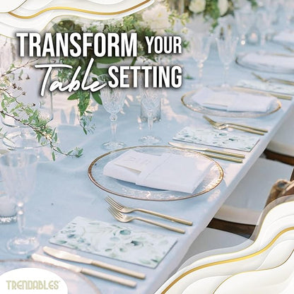 Trendables Sage Green Napkins for decoupage 100 Pcs 3 Ply Eucalyptus Napkins Decorative Guest Towels Disposable Bathroom, Flower Design For Tea Party Decorations, Dinners & Weddings