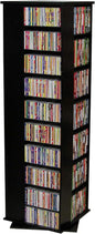 Venture Horizon 4-Sided Revolving Media Tower 1000 - Black: Laminated Wood Composites (MDF), Black-Color, 18.75" L x 18.75" W x 63" H, Home Media Storage