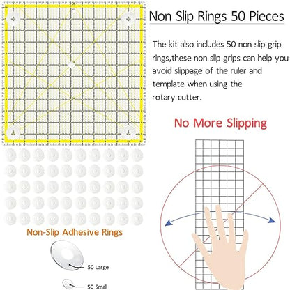 Quilting Rulers, 7 Piece Acrylic Ruler (12.5"X12.5", 9.5"X9.5", 6"X6", 4.5"X4.5",12"x6.5",9"x3",12"x2"), Sewing & Quilting Templates