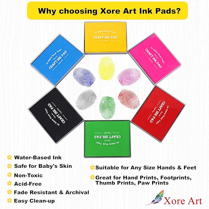 5"x4'' Large Ink Pad Washable Stamp Ink Pad for Baby Footprint Handprint with 30ml Premium Refill Ink (Light Green)