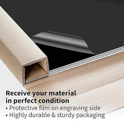 Trotec TroLase | 12"x20"x1/32", 4 Pcs | Black/White | 2 Ply | Modified Acrylic | Laser Engraving Double Color Plastic Sheet | Engraving Blanks for Laser, Saw, Guillotine | Made in USA