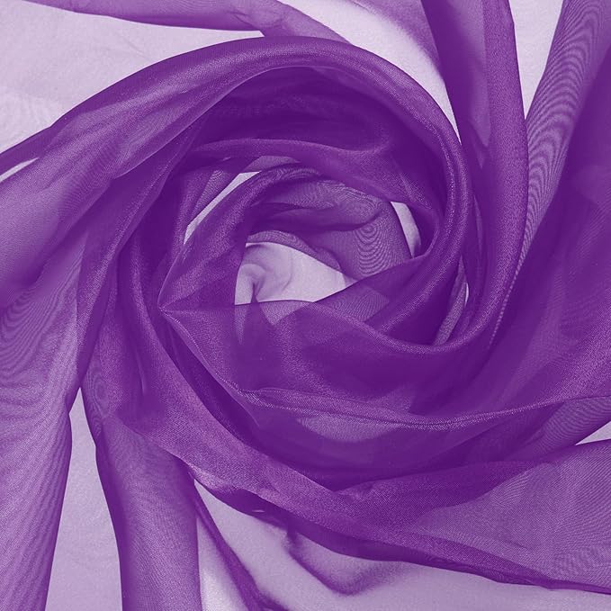 MECCANIXITY Iridescent Sheer Organza Fabric, 2 Yards x 59 Inches Solid Holographic Shiny Fabric Organza Cloth for Wedding, Curtains, Costume, Photo Background, Dark Purple