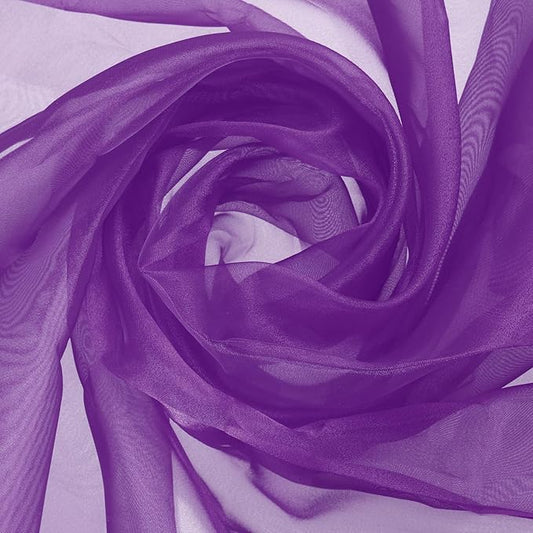 MECCANIXITY Iridescent Sheer Organza Fabric, 2 Yards x 59 Inches Solid Holographic Shiny Fabric Organza Cloth for Wedding, Curtains, Costume, Photo Background, Dark Purple