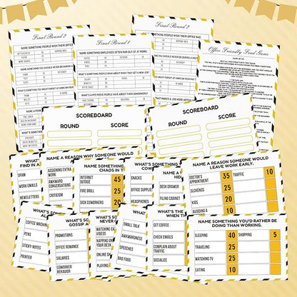 Office Party Friendly Feud Game with 2 Answer Buzzers, Team Building Feud Cards for Family Game Night Fun Trivia Quiz for Work Staff Coworkers Groups