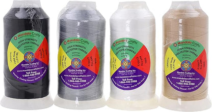 Mandala Crafts Neutral Heavy Duty Thread - 6000 Yds Tex 70 Thread - Bonded Polyester Thread Outdoor Marine Upholstery Threads