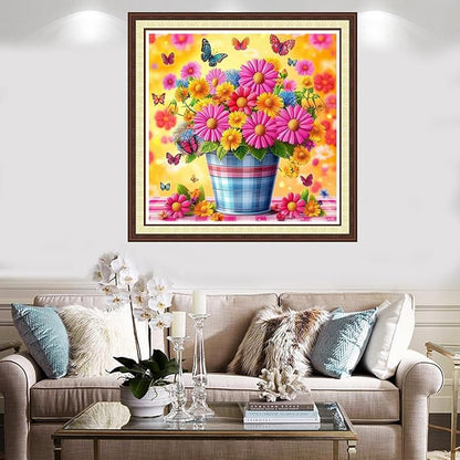 Findvoor Counted Cross Stitch Kits for Adults Full Range of Cross Stitching Embroidery Unprinted Pattern for Beginners, 11CT Needlepoint Kit Patterns Embroidery Kits-Flowers Butterflies 18x18 inch