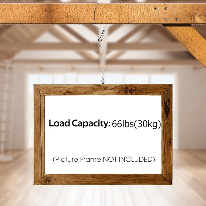 4Pcs 2m x 1.5mm Adjustable Picture Hanging Wire Kit,Heavy Duty Stainless Steel Rope for Hanging Mirrors,Frames,Lamps,Holds Up to 66lbs(30kg)