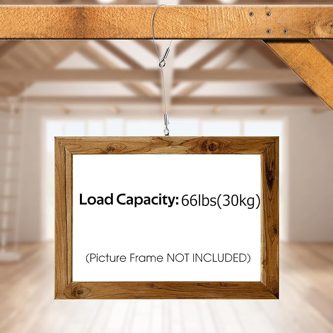 4PCS Picture Hanging Wire Kit Supports 66lbs,Hanging System with Adjustable Photo Hook and 2.5m x1.5mm Stainless Steel Wire Rope for Hanging Frame Picture Photo Mirror Artwork Light Flowerpot