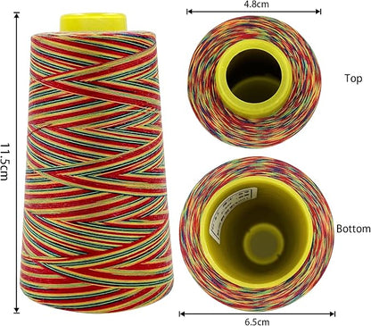 Tortoise 4 Cones of 3000 Yards Each Spool Thread for All Purpose, Serger, Overlock, Quilting, Sewing Machine - 40S/2 Rainbow-1