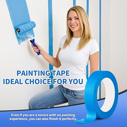 Blue Painters Tape 4 Rolls: Masking Tape 1 Inch Wide x 55 Yards - Painter's Tape Blue Masking Tape for Walls Painting Packing, Wood, Floors, DIY, Total 220 Yards