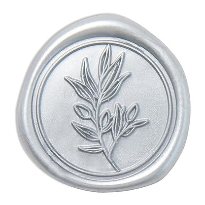 PONATIA Silver Wax Seal Stickers -50pcs Eucalyptus Self- Adhesive Wedding Seal Stickers, Perfect for Invitation Cards, Envelopes, Christmas Cards, Gift Wrapping, Party Decor