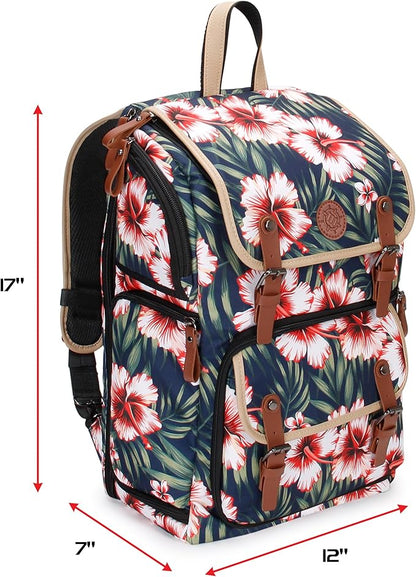 ENHANCE Designer Edition TCG Backpack - MTG Deck Bag Card Binder Space, TCG Deck Box Storage, MTG Playmat Holder - Card Storage Compatible with Magic the Gathering, Pokemon, Lorcana (Canvas Tropical)